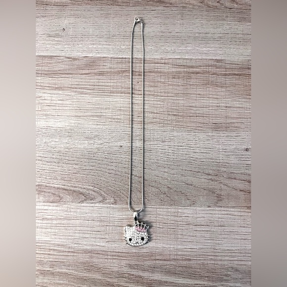 Hello Kitty Rhinestone Silver Pendant Necklace - Picture 2 of 3